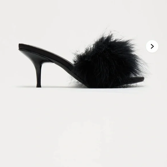 Fluffy Feather Kitten Heels - Picture 1 of 5